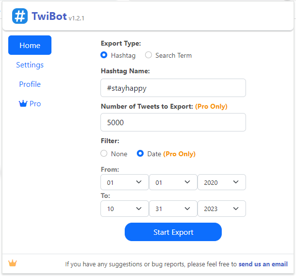 How to export tweets from Twitter of Specific Hashtags or Search Terms